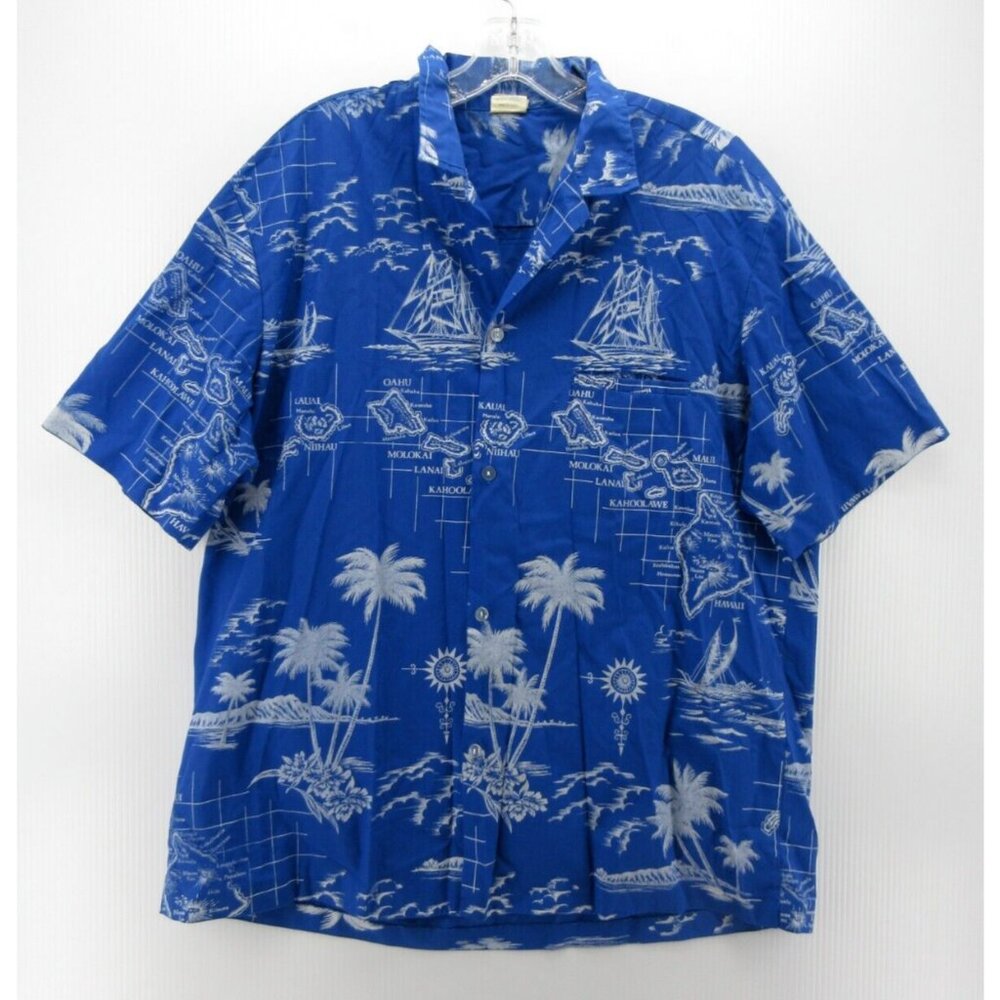 VINTAGE Royal Creations Shirt XL Hawaiian Maui Sailing Boat Button Up
